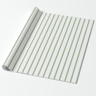 Sage Green and White Striped Wrapping Paper