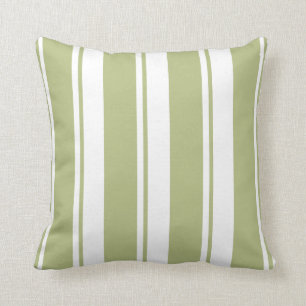 Sage Green and White Stripes Cushion