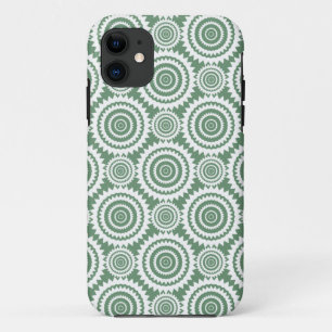 Sage Green and White Stylish Circles Pattern iPhone 11 Case