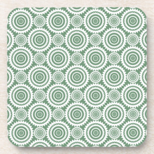 Sage Green and White Stylish Circles Pattern Coaster