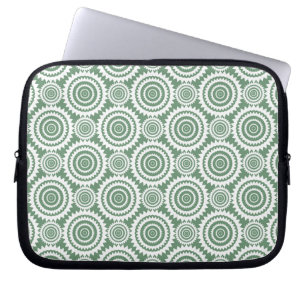 Sage Green and White Stylish Circles Pattern Laptop Sleeve