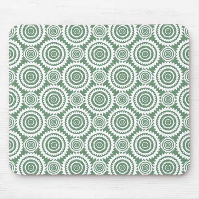 Sage Green and White Stylish Circles Pattern Mouse Pad (Front)