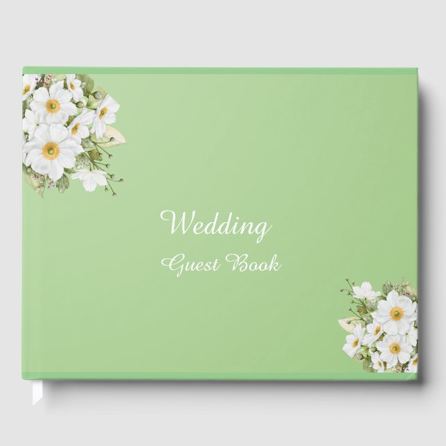Sage Green Anemone Love: Wedding Guest Book (Front)