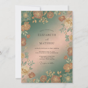 Sage Green Antique Botanical Wedding Invitation