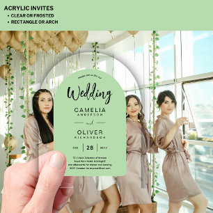 Sage Green Arch Acrylic Wedding Invites Modern Acrylic Invitations