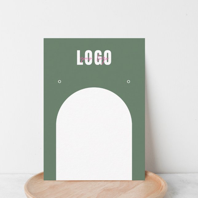 Sage Green Arch Add Logo Jewellery Earrings Displa Business Card (Creator Uploaded)