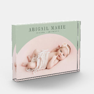 Sage Green Arch Baby Photo Keepsake 