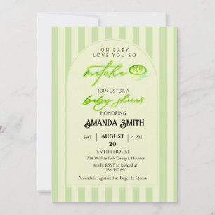 Sage Green Arch Love You So Matcha Baby Shower Invitation