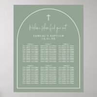 Sage Green Arch Minimalist Baptism Seating Chart