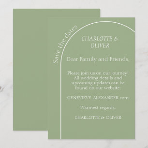 Sage Green Arch Minimalist Save The Date Flat Card