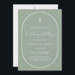 Sage Green Arch Modern Joint Christening Birthday Invitation<br><div class="desc">Elegant way to announce your precious baby's joint Baptism/Christening AND 1st birthday. Can be fully customised to suit your needs - background colour and fonts can be changed to match your theme. © Gorjo Designs. Made for you via the Zazzle platform. // Need help customising your design? Got other ideas?...</div>