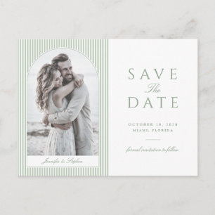 Sage Green Arch Photo Save the Date Postcard