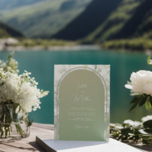 Sage Green Archway Wedding Invitation Floral