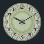 Sage Green Art Deco Large Clock<br><div class="desc">In cool greys and greens with an art deco design,  this clock will give you a unique touch in your own home.</div>