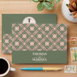 Sage Green Art Deco Wedding Envelope