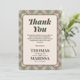 Sage Green Art Deco Wedding Thank You Card