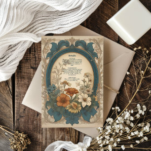 Sage Green Art Nouveau Alphonse Mucha Wedding Enclosure Card