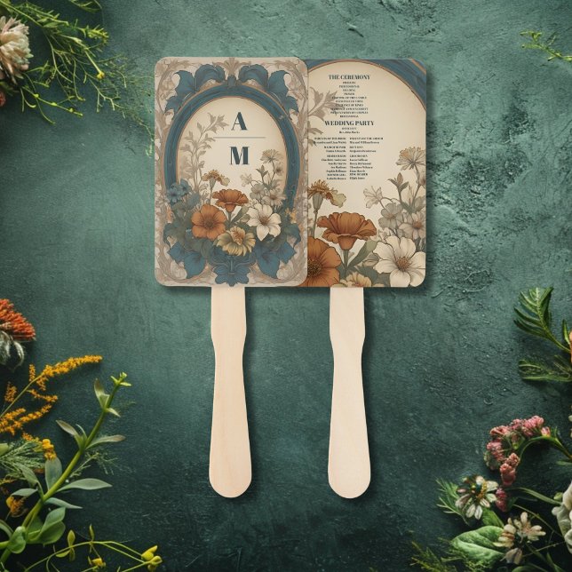 Sage Green Art Nouveau Alphonse Mucha Wedding Hand Fan (Creator Uploaded)