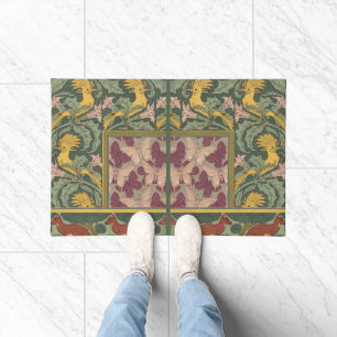 Sage Green Art Nouveau Hoopoe Butterfly Art Doormat