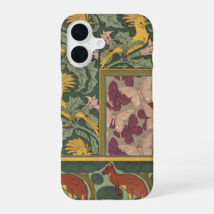 Sage Green Art Nouveau Hoopoe Butterfly Art iPhone 16 Case