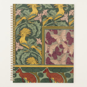 Sage Green Art Nouveau Hoopoe Butterfly Art Planner