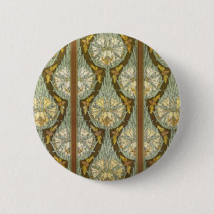 Sage Green Art Nouveau Lily Insect Pattern 6 Cm Round Badge