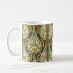 Sage Green Art Nouveau Lily Insect Pattern Coffee Mug