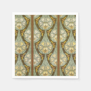 Sage Green Art Nouveau Lily Insect Pattern Napkin
