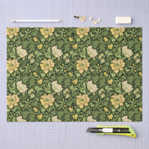 Sage Green Art Nouveau Style Botanical Pattern Tissue Paper