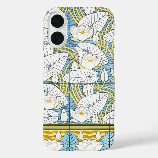 Sage Green Art Nouveau Water Lily Pattern Case-Mate iPhone Case (Back)