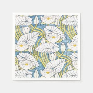 Sage Green Art Nouveau Water Lily Pattern Napkin