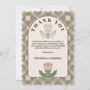 Sage Green Art Nouveau Wedding Thank You Card