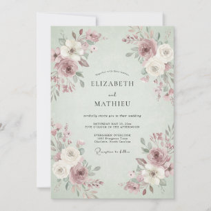 Sage Green Artistic Spring Wedding Invitation