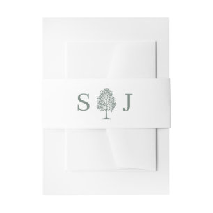 Sage Green Aspen Tree Wedding Invitation Belly Band
