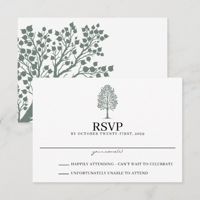 Sage Green Aspen Wedding RSVP Card (Front/Back)