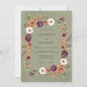 Sage Green Atmospheric Autumnal Wedding Invitation