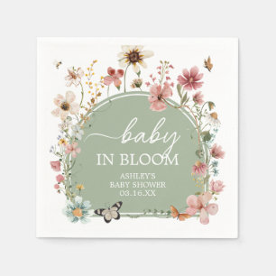 Sage Green Baby Bloom Baby Shower Napkin