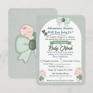 Sage Green Baby Boy Shower RSVP Card