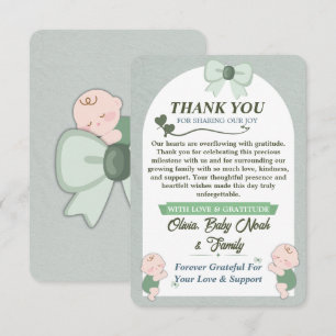 Sage Green Baby Boy Shower Thank You Card
