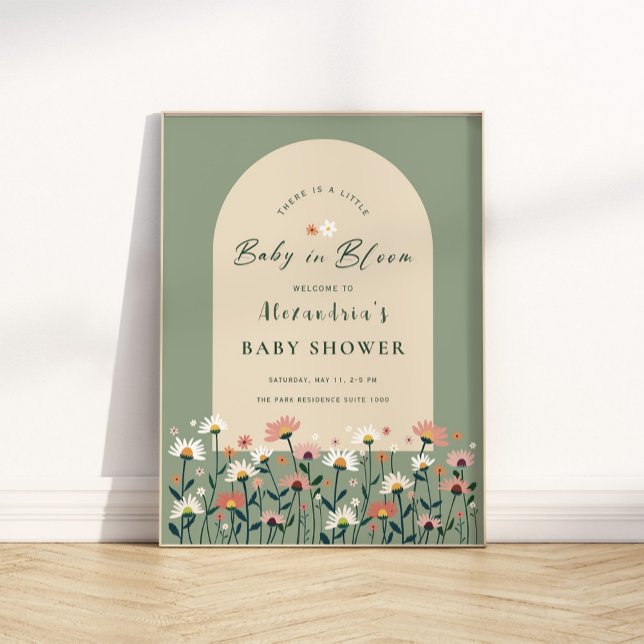 Sage Green Baby in Bloom Shower Welcome Sign (Creator Uploaded)