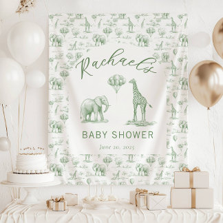 Sage Green Baby Shower Banner Safari Toile Tapestry