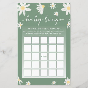 Sage Green Baby Shower Bingo Game