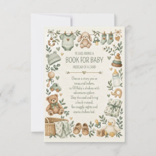 Sage Green Baby Shower Book for Baby Card