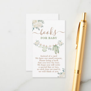 Sage Green Baby Shower Books for Baby Enclosure Card