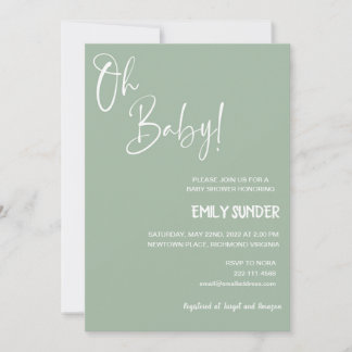 Sage Green Baby Shower Invitation
