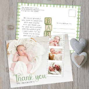 Sage Green Baby Shower Thank You Photo Card