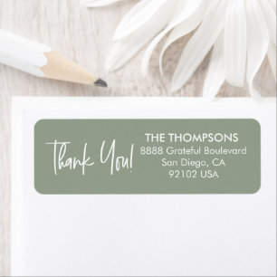 Sage green Baby Shower Thank you Return address Label