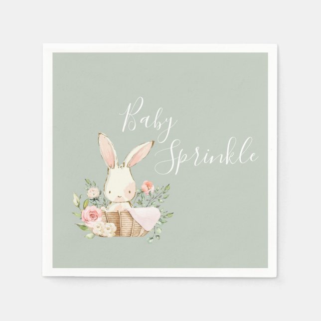 Sage Green Baby Sprinkle Script Baby Shower Napkin (Front)