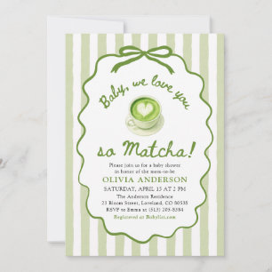 Sage Green Baby We love you so Matcha Baby Shower Invitation