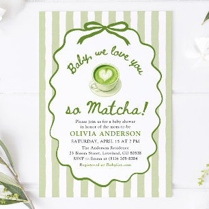 Sage Green Baby We love you so Matcha Baby Shower Invitation